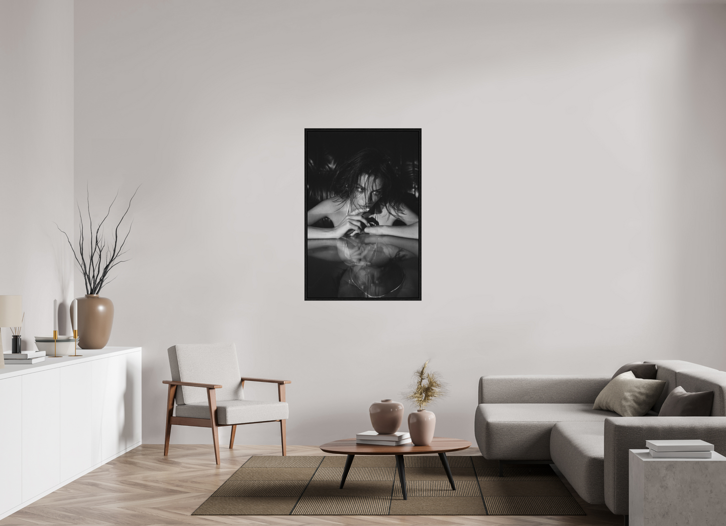 80 x 120 cm, Black Oak Floater Frame Inversion