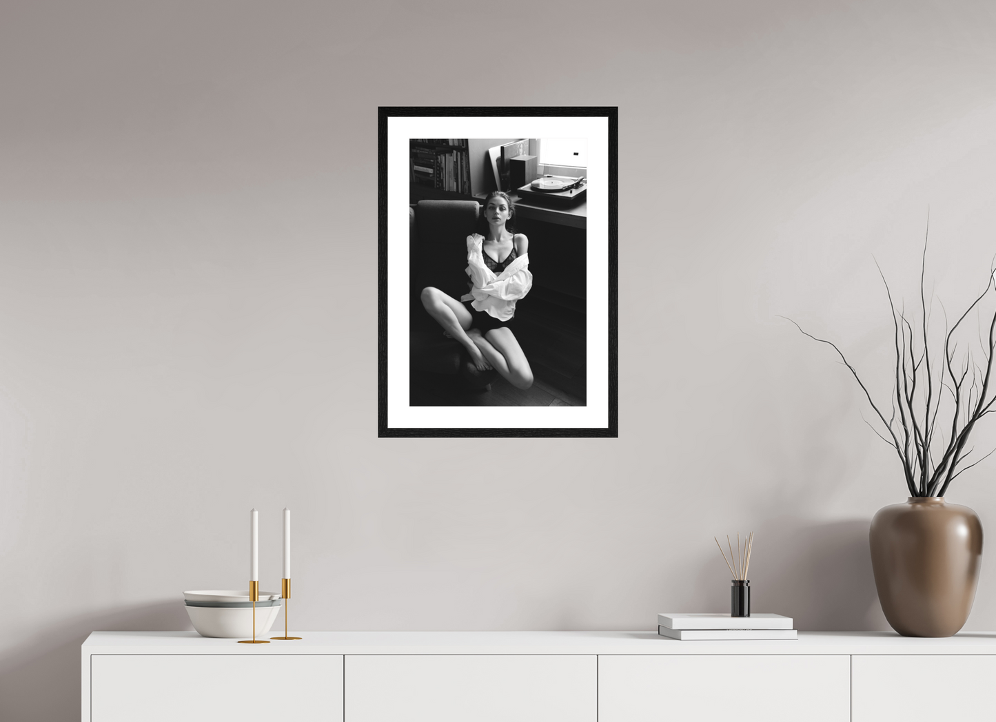 40 x 60 cm, Black Oak Frame With Passe-Partout Record Corner