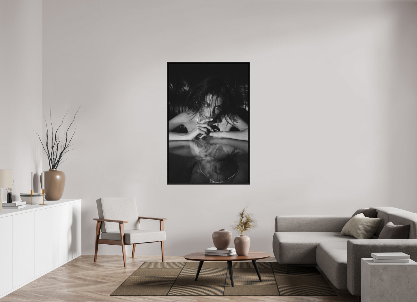 100 x 150 cm, Black Oak Floater Frame Inversion