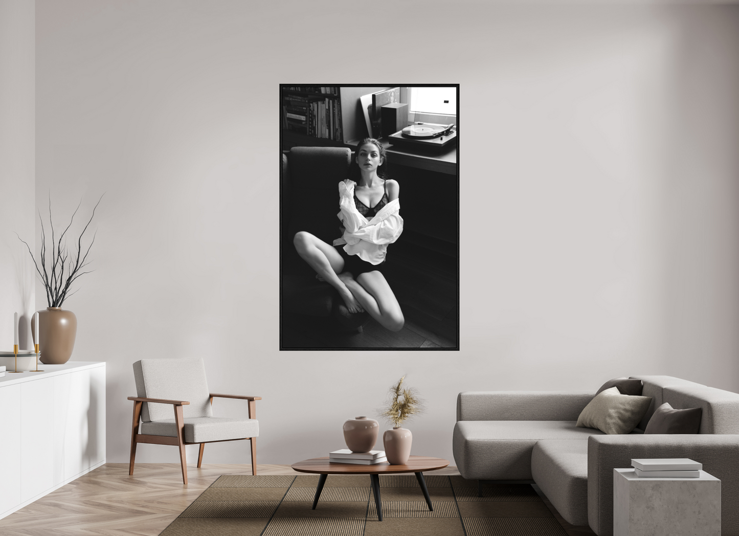 120 x 180 cm, Black Oak Floater Frame Record Corner