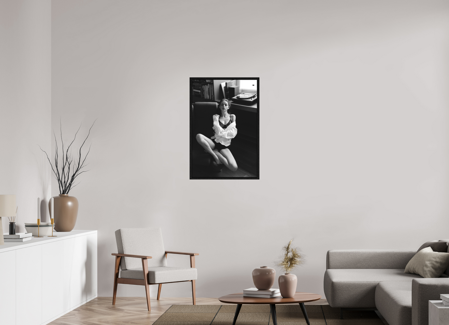 60 x 90 cm, Black Oak Floater Frame Record Corner