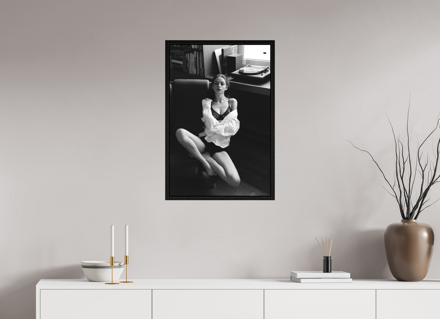 50 x 75 cm, Black Oak Floater Frame Record Corner