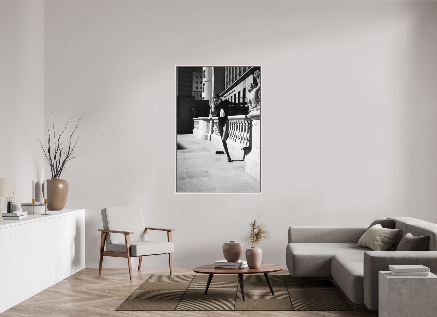 100 x 150 cm, Maple White Floater Frame Poise