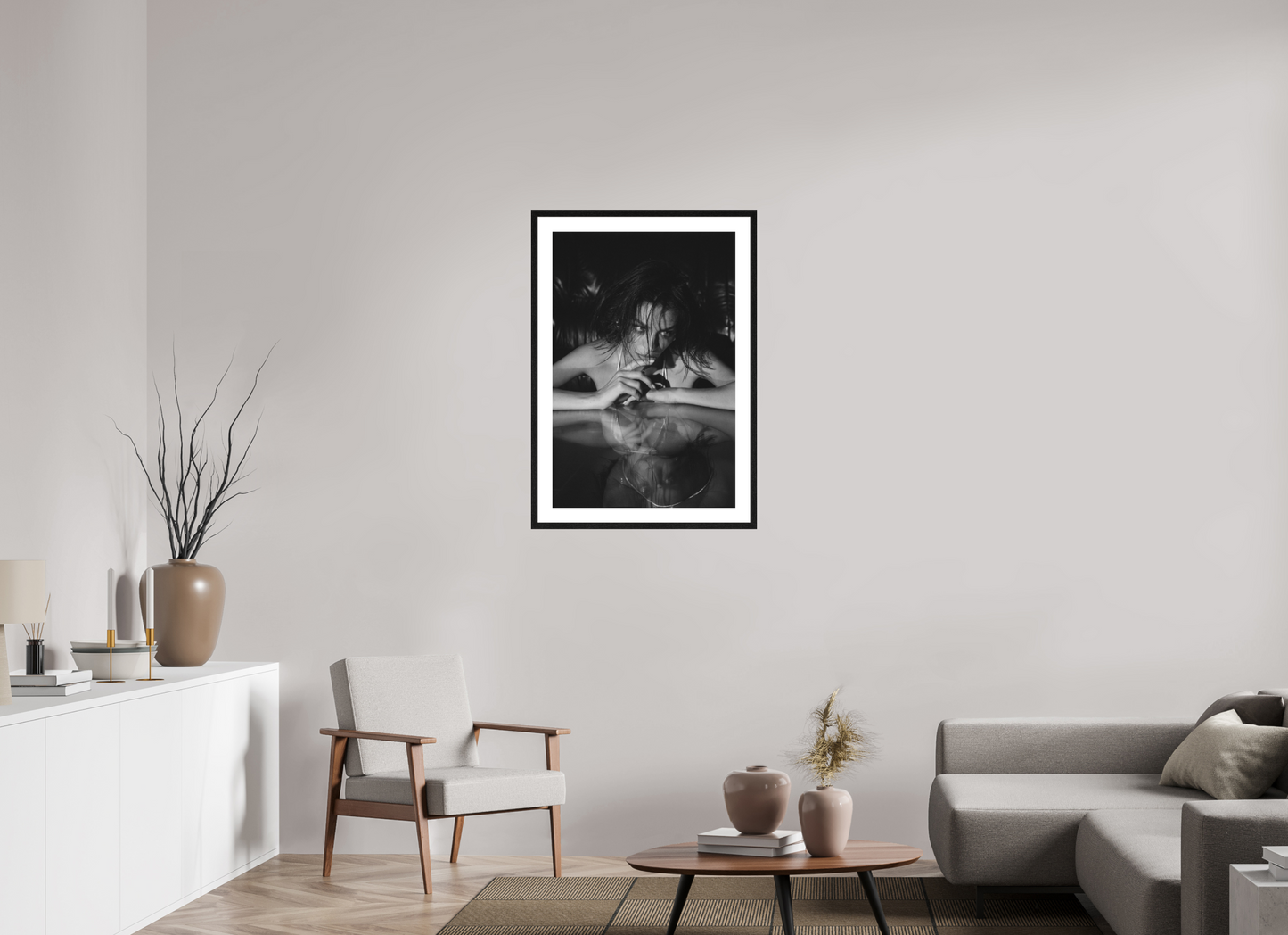 60 x 90 cm, Black Oak Frame With Passe-Partout Inversion