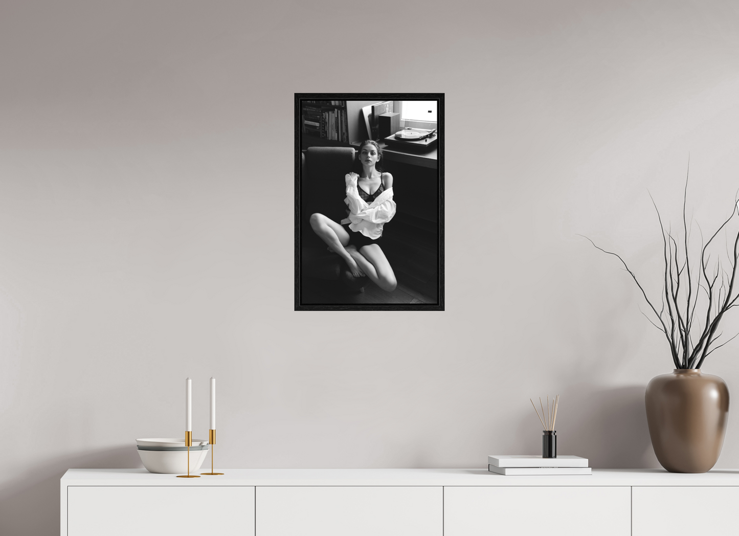 40 x 60 cm, Black Oak Floater Frame Record Corner