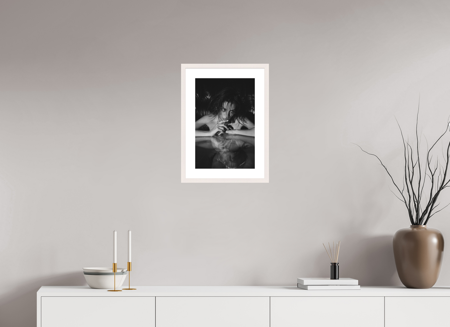 30 x 45 cm, Maple White Frame With Passe-Partout Inversion